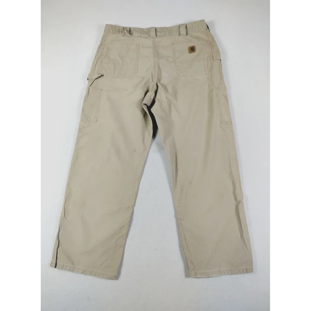 Carhartt Pants Mens 38 Khaki‎ Dungaree Fit Carpenter Workwear Utility